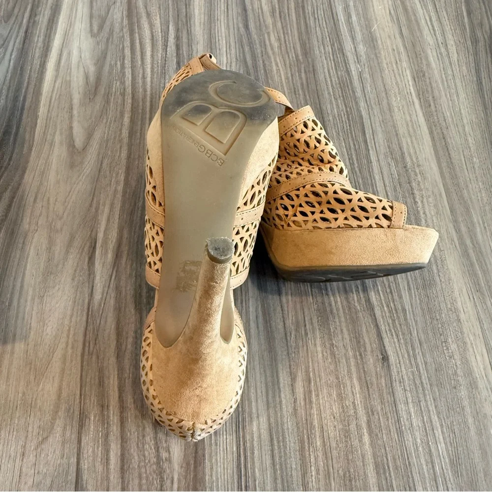 BCBGeneration Anja Beige Cut-Out Heels
